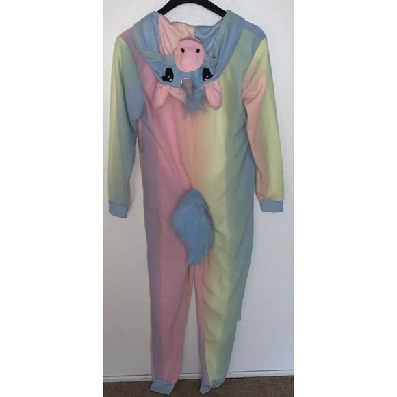 Unicorn Sweet Treats Comfy One Piece Hooded Pajamas Adult Woman Sz Large - Picture 4 of 8